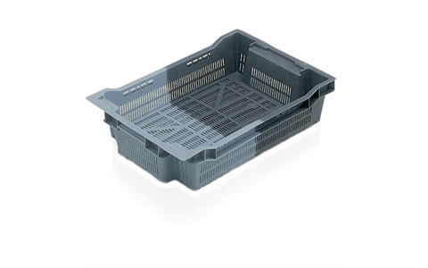 Stack & Nest Container - Ventilated - 180 Degree - 50 litre - Grey - H300mm x W400mm x D600mm