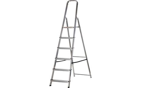 Stepladder 6 Tread High Handrail - Platform Height - 1.25m - 6 x Treads - Weight - 4.6kg - Overall Size  H1985mm x W478mm x D110mm - Platform Height - 1250mm