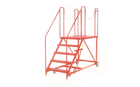 4 Tread - Mobile Steps with Dock Platform - Red Epoxy - Overall Size - H1910mm x W960mm x D1870mm