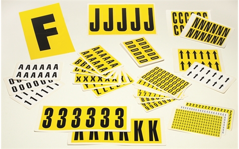 Self-Adhesive Vinyl Label - H9.5mm x W6mm - Character = W - Qty 1 Sheet - Characters per Sheet 168