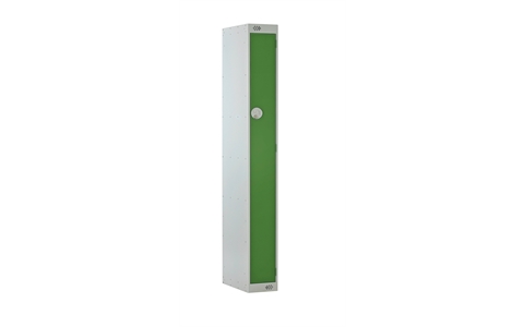 1 Door Slimline Locker 1800h x 225w x 450d mm with Sloping Top - CAM Lock - Door Colour - Green