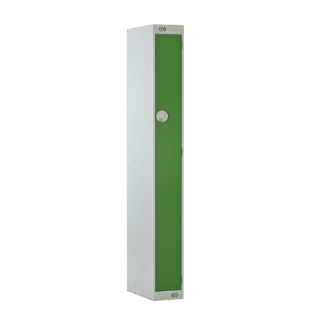 1 Door Slimline Locker 1800h x 225w x 450d mm with Sloping Top - CAM Lock - Door Colour - Green