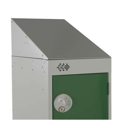 1 Door Slimline Locker 1800h x 225w x 450d mm with Sloping Top - CAM Lock - Door Colour - Green