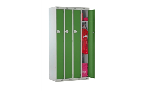 Nest of 4 - 1 Door Slimline Locker 2007h x 225w x 500d mm with Sloping Top - CAM Lock - Door Colour - Green