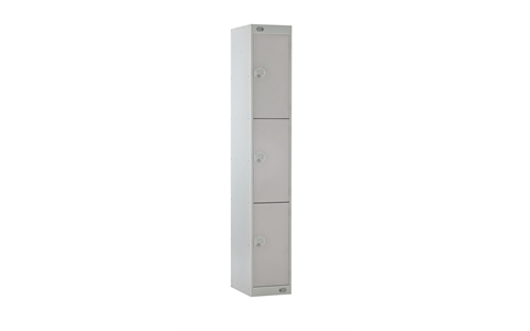 3 Door Standard Locker - 1800h x 300w x 300d mm - CAM Lock - Door Colour Light Grey