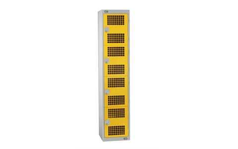 4 Punched Door Locker - 1800h x 300w x 450d mm - CAM Lock - Door Colour Yellow