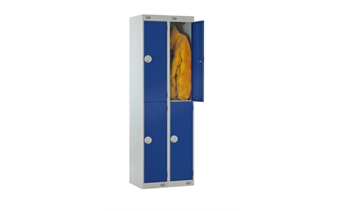 Nest of 2 - 2 Door Standard Locker 1800h x 300w x 450d mm - CAM Lock - Door Colour Blue