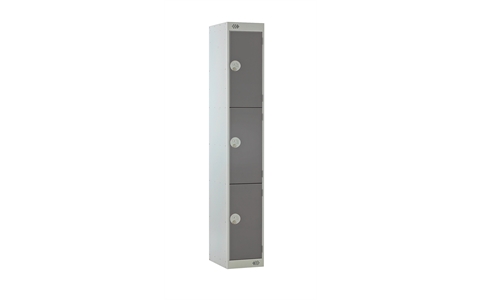 3 Door Standard Locker - 1800h x 450w x 450d mm - CAM Lock - Door Colour Dark Grey