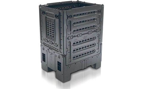 Collapsible Plastic Pallet Boxe with Wheeled Castors - 357 litre - Black - Overall Size  H1080mm x W600mm x D800mm