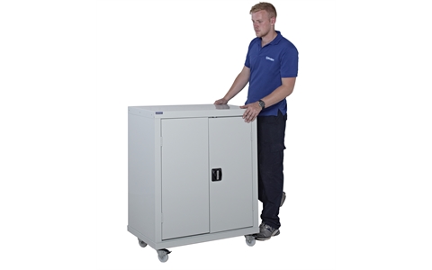 Mobile Cupboard - 2 Shelves - H1040mm x W900mm x D460mm - Light Grey
