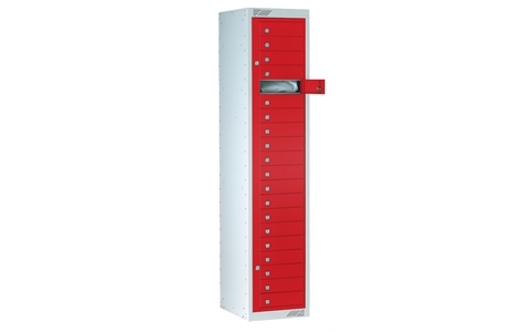 20 Door Garment Dispenser - Door Colour  Red - 1778h x 381w x 457d mm - CAM Lock