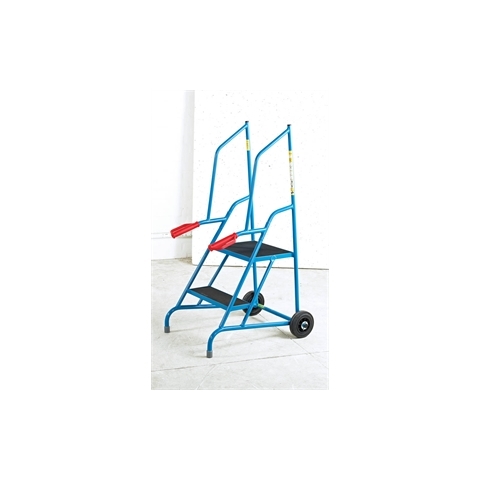Wheel Along Steps with Dock Platform - 2 Tread  - Powder Coated finish with phenolic non-slip treads - 500mm Platform Height -  Overall Size H1210mm x W480mm x D685mm - Weight: 16kg - Blue
