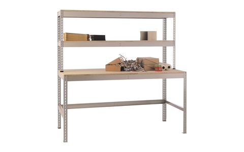 Stockrax Standard Workstation - H1980mm x W2400mm x D900mm - Chipboard Deck - Light Grey