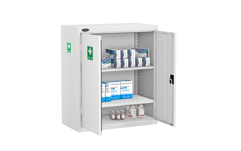 Low Medical Cabinet - White Body/White Doors - H1015mm x W915 x D460