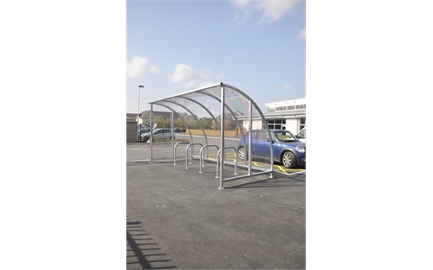 Kenilworth Cycle Shelter - H2230mm x W4000mm x D2150mm - Light Grey - Galvanised