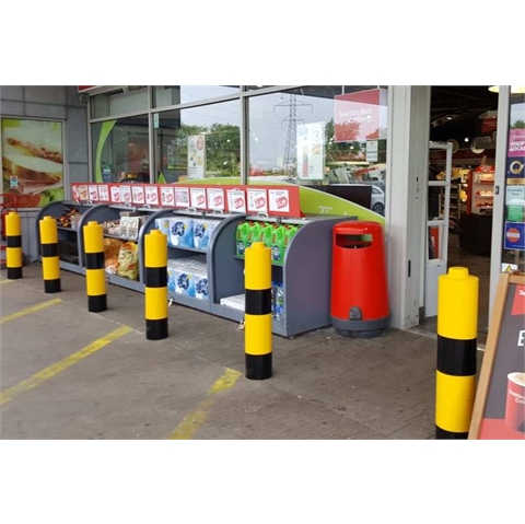 SDL-BS183-Red Bollard Sleeve 183mm with Reflective Strips