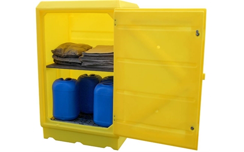 Yellow Plastic Storage Cabinet 1520mm high with 1 shelf
