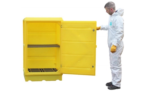 Yellow Plastic Storage Cabinet 1520mm high with 1 shelf