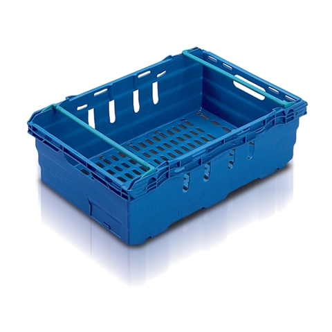 Ventilated Maxinest Stack & Nest Containers with Swing Bar - 35 litre - Blue - H199mm x W400mm x D600mm