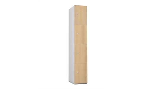 4 Door - MDF Wood effect Laminate Door locker - FLAT TOP - Silver Grey Body / ASH Effect Doors - H1780 x W305 x D315 mm - CAM Lock