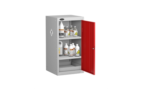 Small Toxic Cabinet - Silver Grey Body/Red Doors - H890mm x W460mm x D460mm