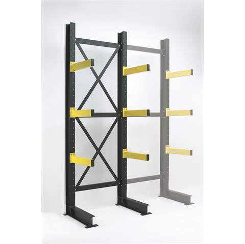Light Duty Single Sided Cantilever Racking Starter Bay - H2700 x W1000mm  - Overall Load (Incl. Base) 2000kg - 600mm Arm Length - 250kg Arm Load