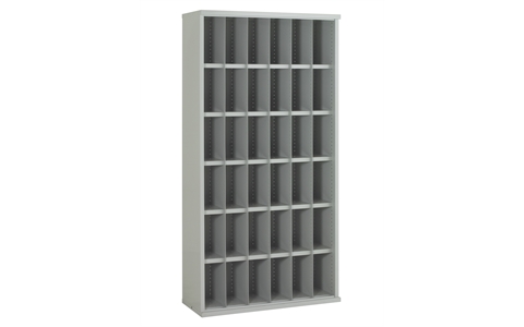 Steel Bin Shelving with 36 Bins - H1820mm x W842mm x D355mm - Grey - Bin Size W148mm x H293mm