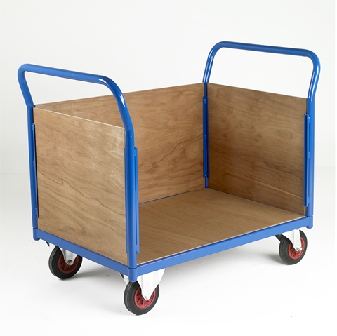 Timber Sided Firm Loading Truck - Three Sided - Capacity 500Kg - H985mm x L1000 x W800mm