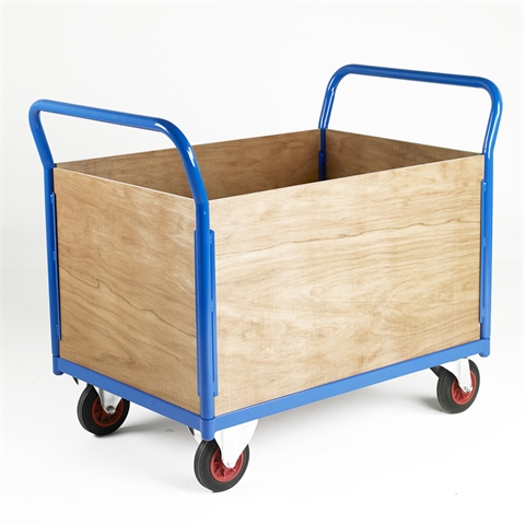 Timber Sided Firm Loading Truck - Four Sided - Capacity 500Kg - H985mm x L1000 x W800mm