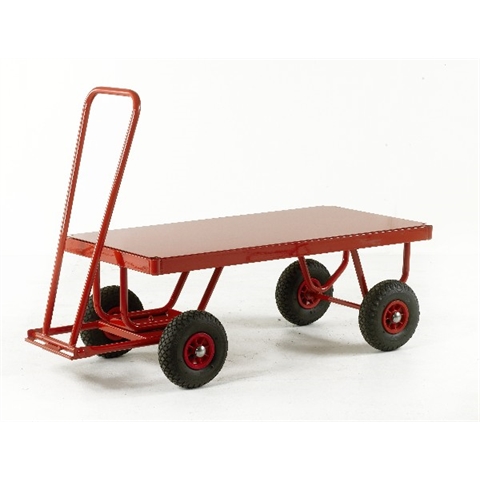 Steel Deck Turntable Trucks - With Pneumatic Tyres - Load Capacity 500Kg - Platform Size  H450mm x W600mm x D1200mm