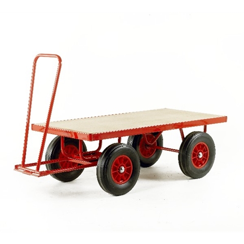Steel Deck Turntable Trucks - With Pneumatic Tyres - Load Capacity 750Kg - Platform Size  H500mm x W760mm x D1500mm