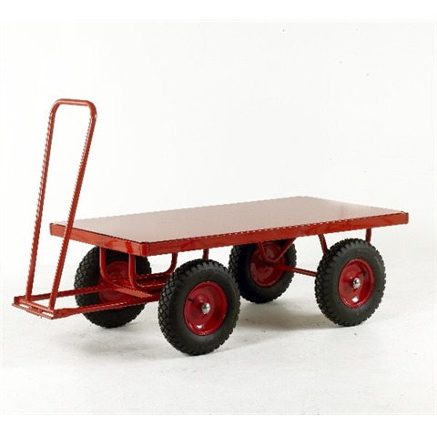 Steel Deck Turntable Trucks - With Pneumatic Tyres - Load Capacity 750Kg - Platform Size  H500mm x W760mm x D1500mm