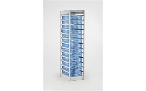 HTM71 Healthcare Storage Module H1850mm x W400mm x D600mm c/w 13 off H100mm x W400mm x D600mm Light Blue Baskets