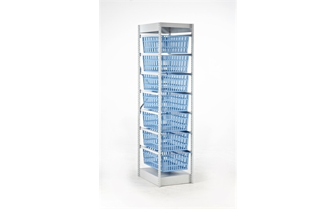HTM71 Healthcare Storage Module H1850mm x W400mm x D600mm c/w 7 off H200mm x W400mm x D600mm Light Blue Baskets