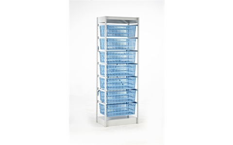 HTM71 Healthcare Storage Module H1850mm x W600mm x D400mm c/w 7 off H200mm x W600mm x D400mm Light Blue Baskets